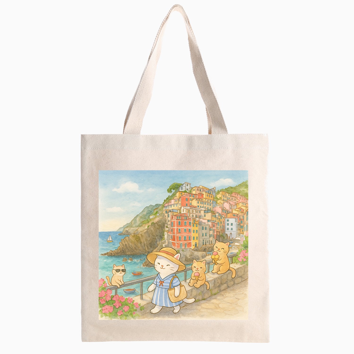 Katzen in Cinque Terre Stofftasche