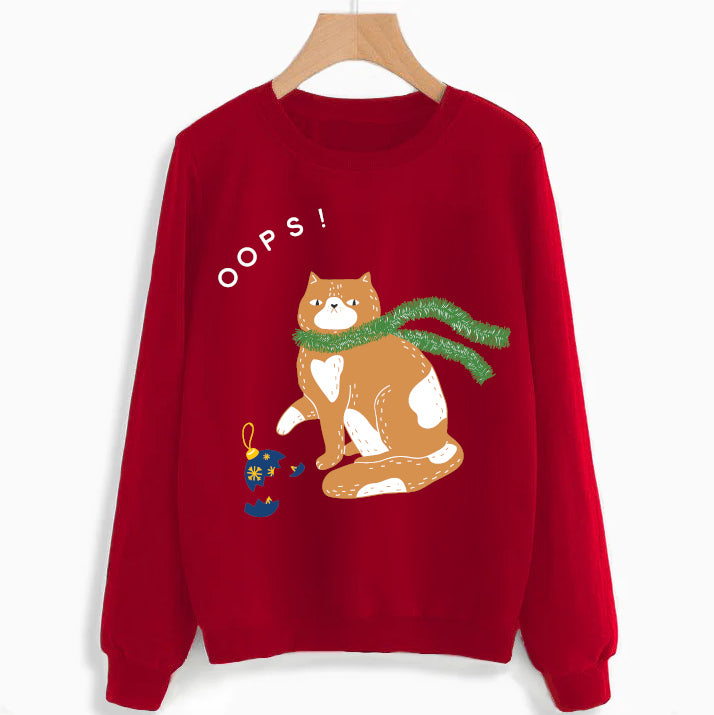 生意気なクリスマス猫スウェットシャツ