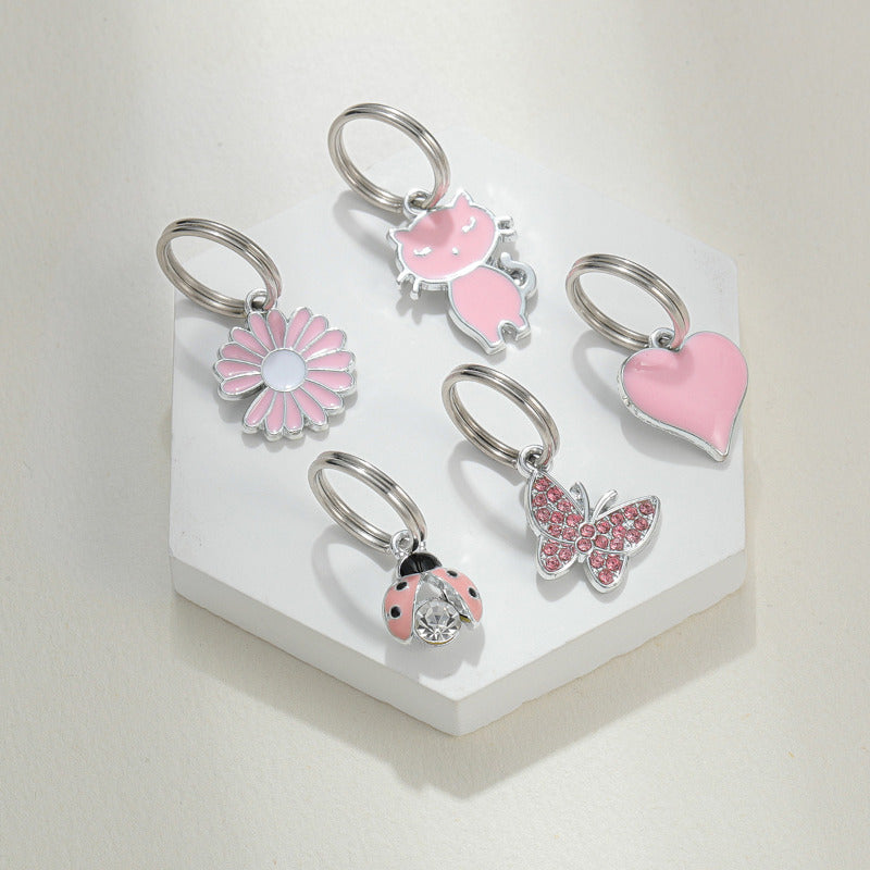 Rosa Halsband-Charm-Set (Silber)