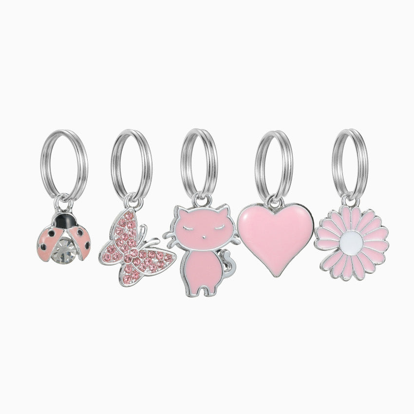 Rosa Halsband-Charm-Set (Silber)