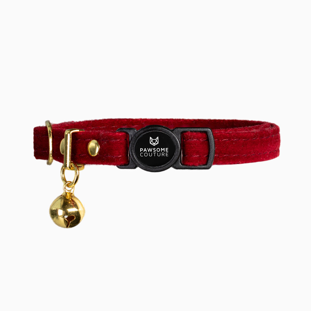 Ruby Red Velvet Cat Collar - Pawsome Couture