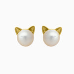Gold Pearl Cat Earrings-Earrings-Pawsome Couture®