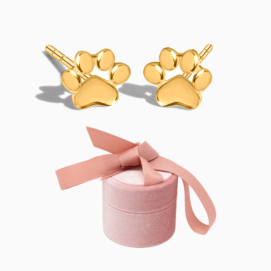 Paw Earrings & Velvet Box