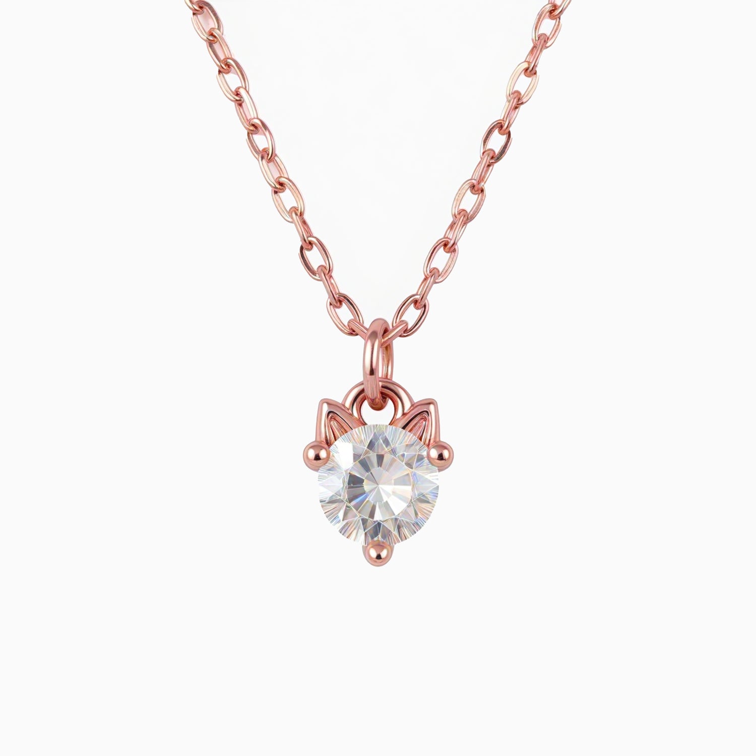 itty bitty kitty cat necklace diamond 18k rose gold vermeil