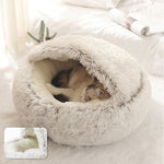 Coffee Latte Covered Calming Pet Nest - Calming Pet Bed by Pawsome Couture