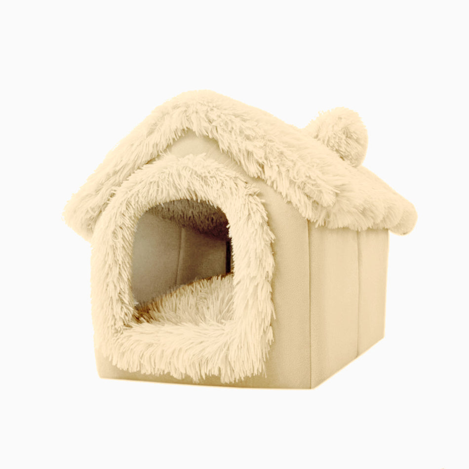 Yellow Cozy Pet Bed - Pet Bed - Enclosed Roof for Cats and Dogs