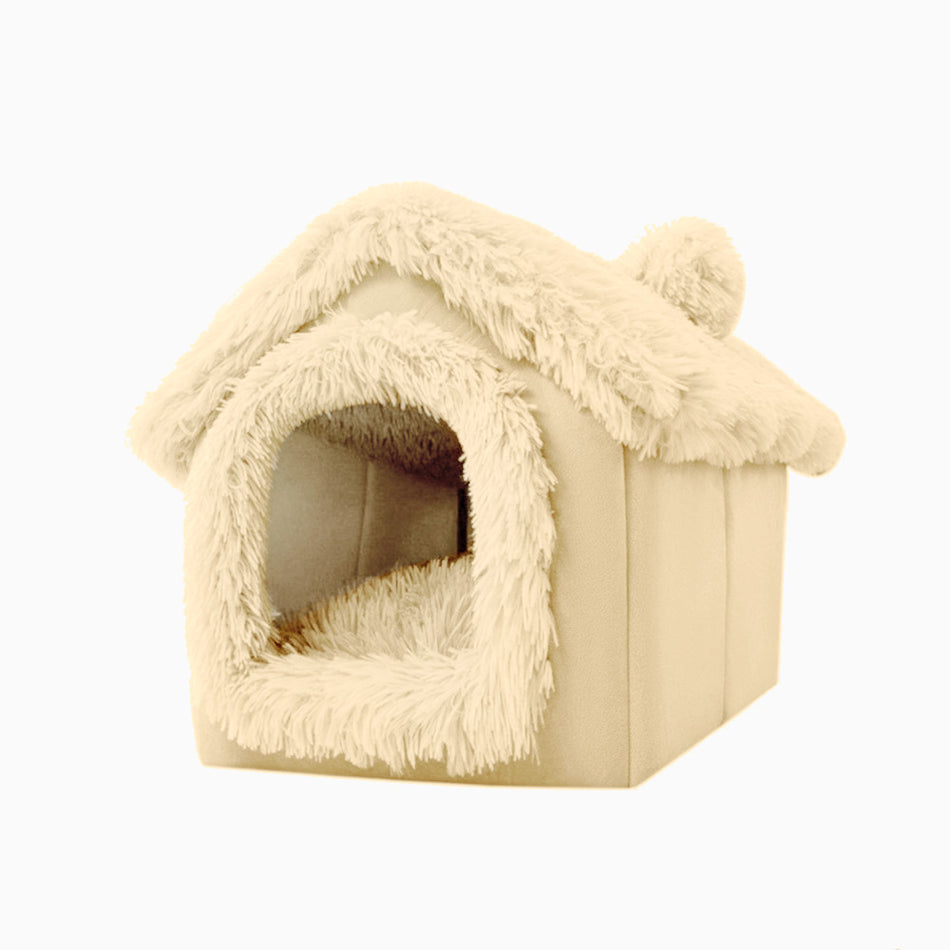 Yellow Cozy Pet Bed - Pet Bed - Enclosed Roof for Cats and Dogs 