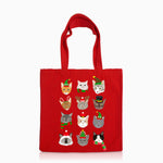 Red Festive Cats Tote Bag