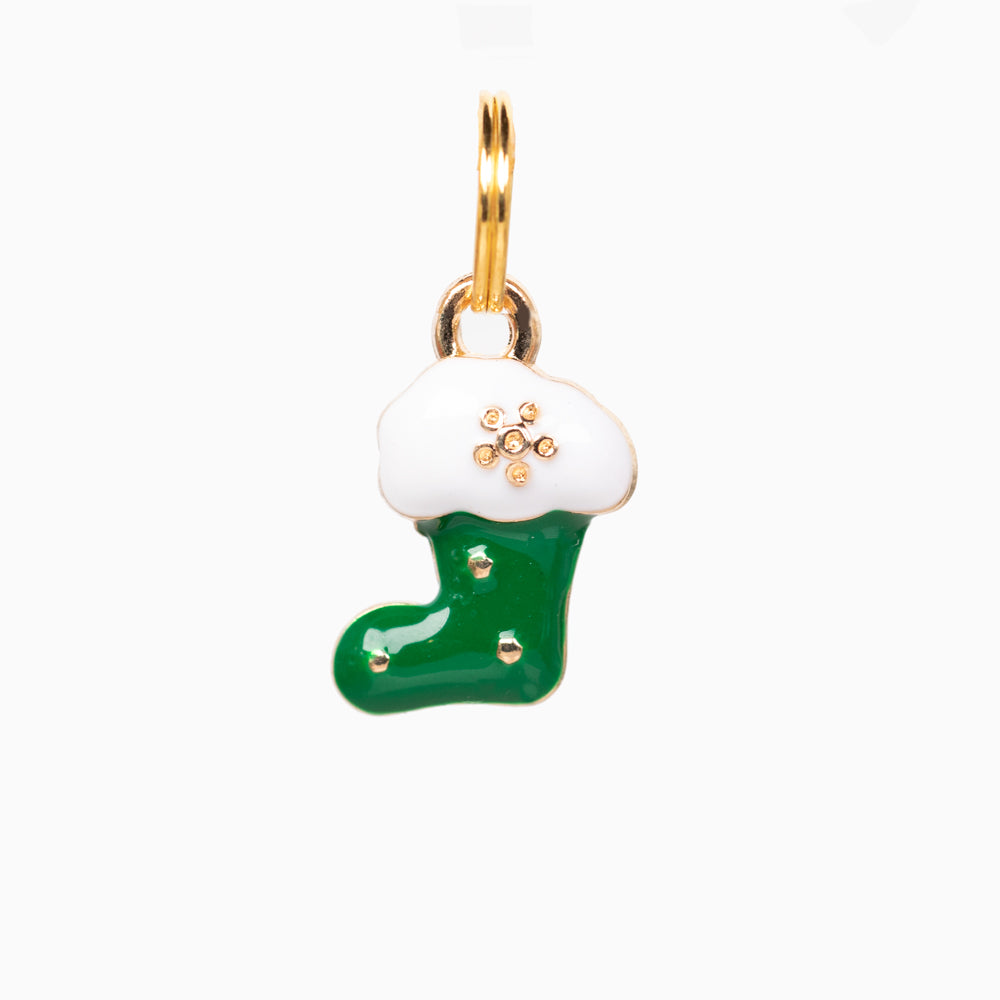 Green Xmas Stocking Pet Collar Charm