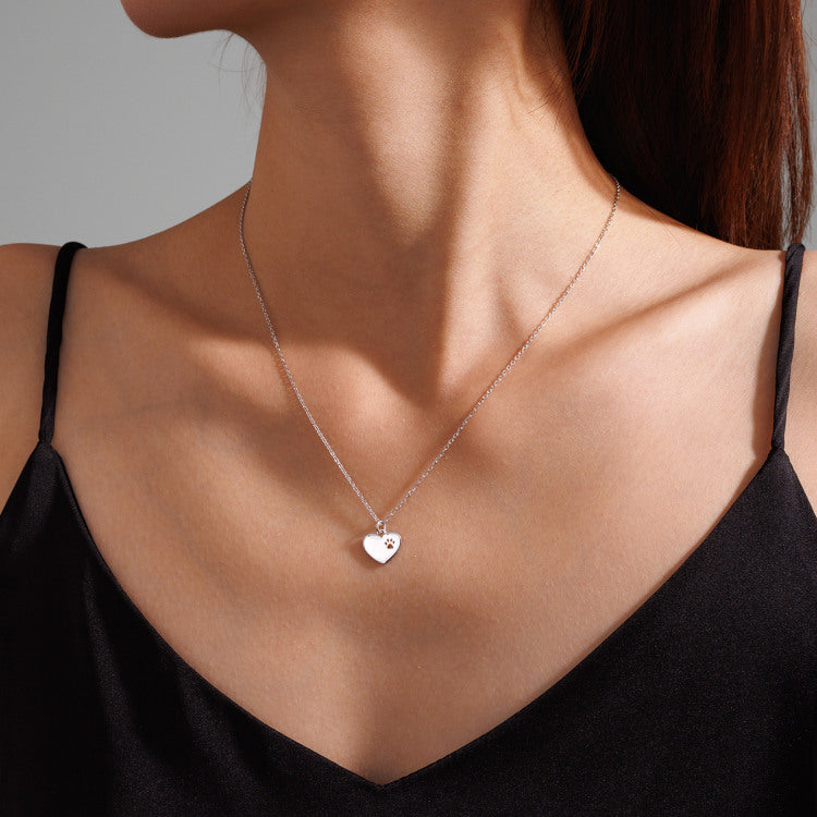 Tiny Heart Paw Print Necklace