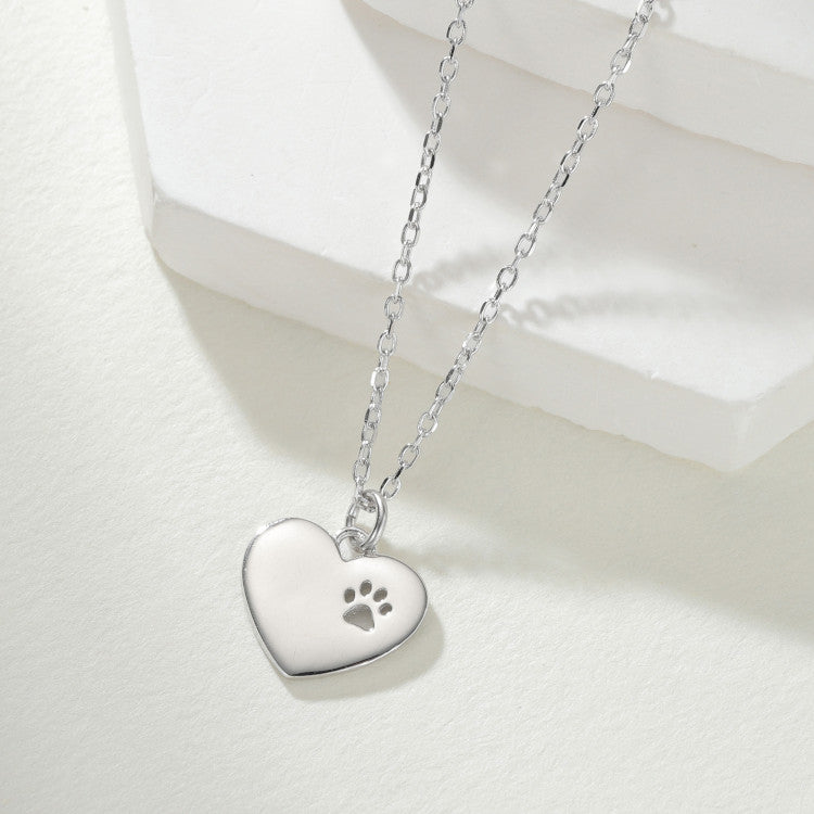 Tiny Heart Paw Print Necklace