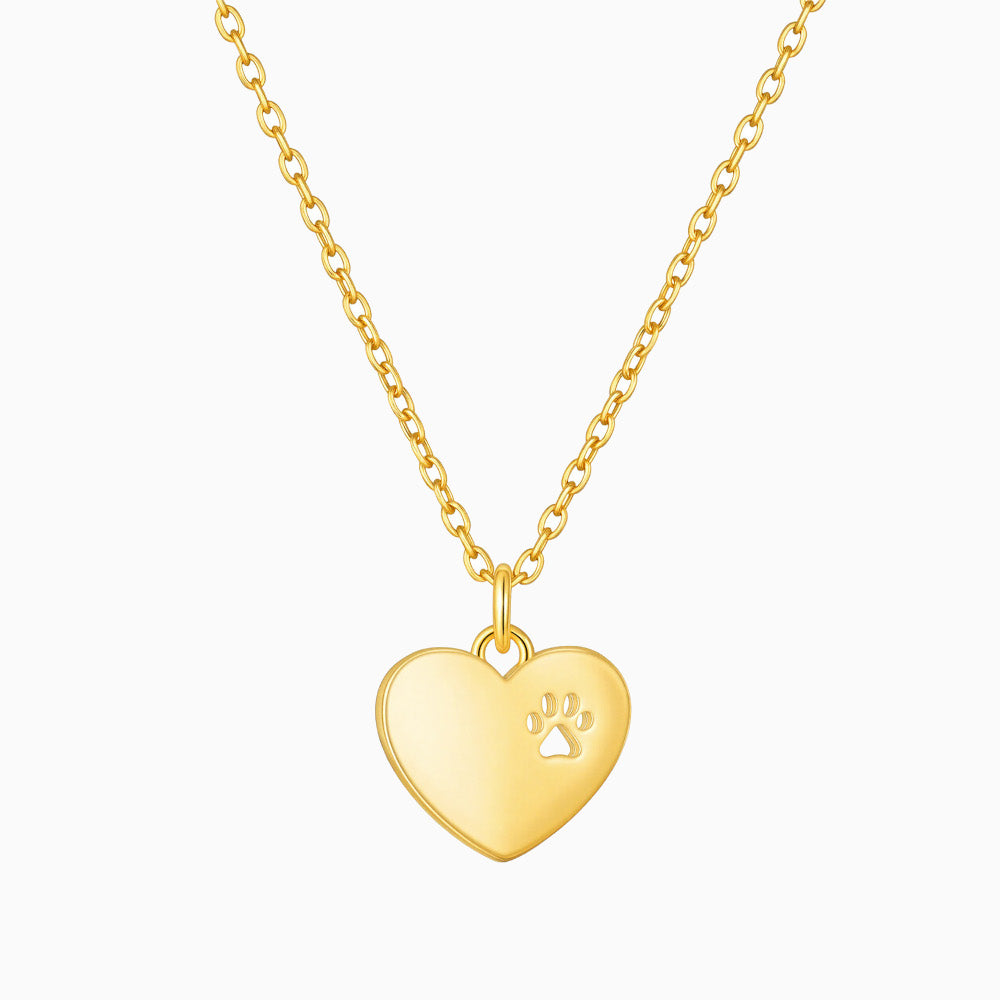 Tiny Heart Paw Print Necklace
