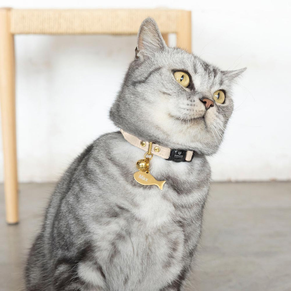 Ivory Luxury Leather Cat Collar Image 2