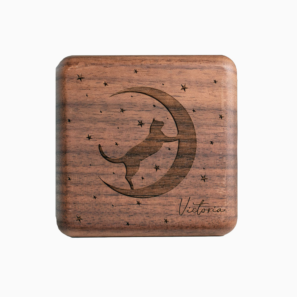 Moon & Stars Dark Wooden Jewelry Box