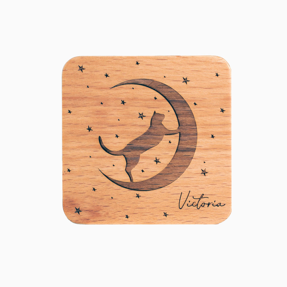 Moon & Stars Light Wooden Jewelry Box