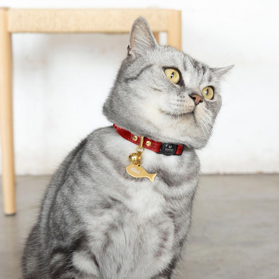 Royal Red Luxury Leather Cat Collar - Pawsome Couture®
