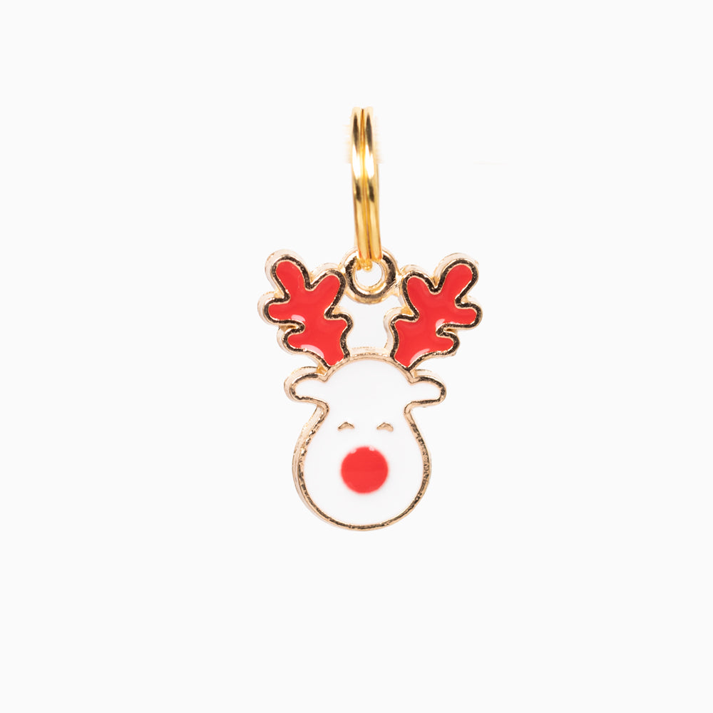 White Rudolph Pet Collar Charm