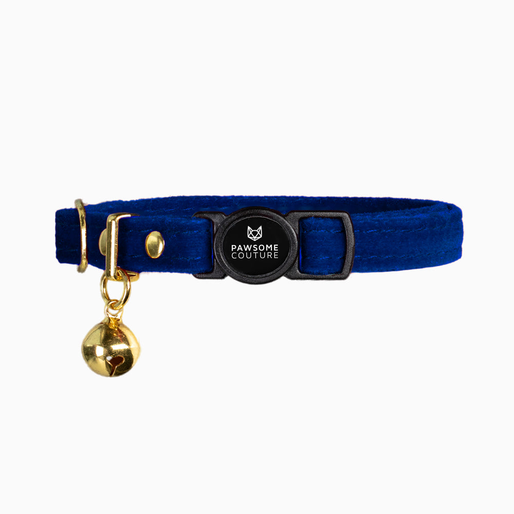 Sapphire Velvet Cat Collar - Pawsome Couture
