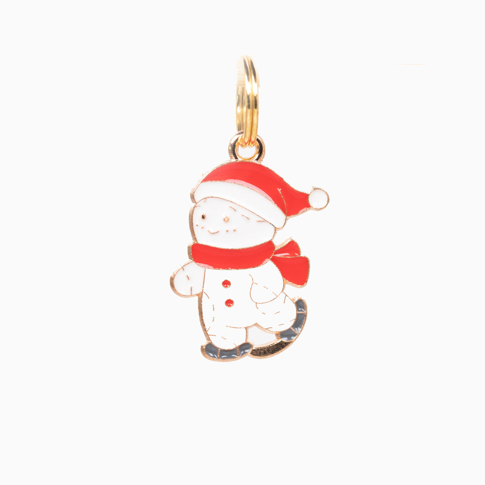 Skiing Snowman Pet Collar Charm