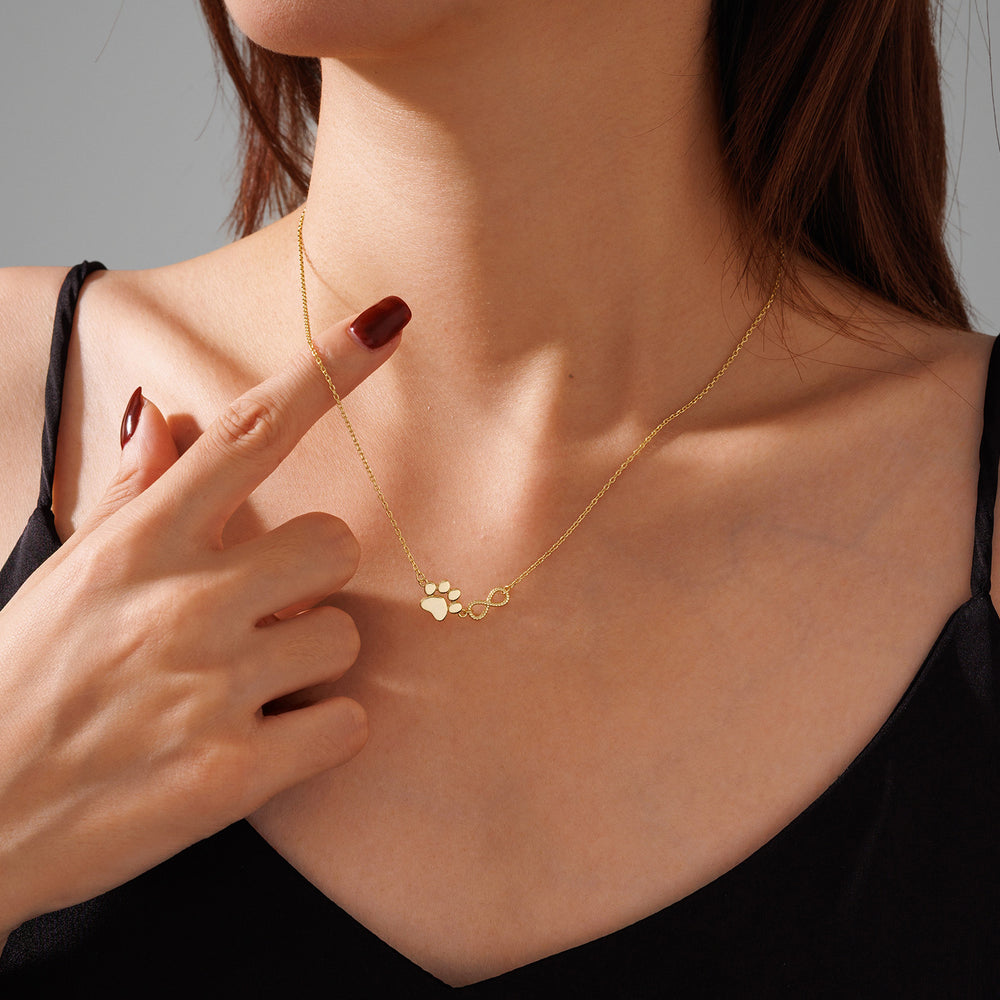 Tiny Infinity Paw Necklace