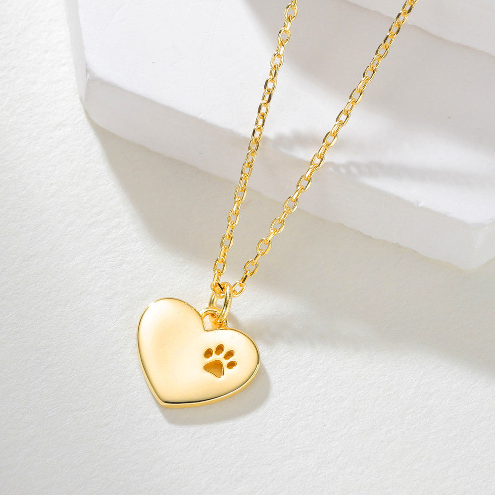 Tiny Heart Paw Print Necklace