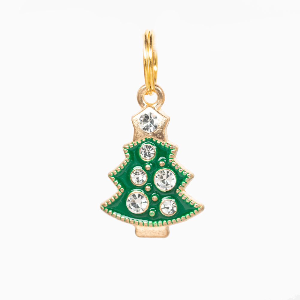 White Diamond Xmas Tree Pet Collar Charm