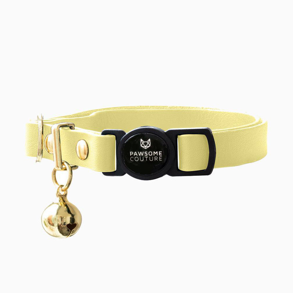 Banana Yellow Leather Cat Collar