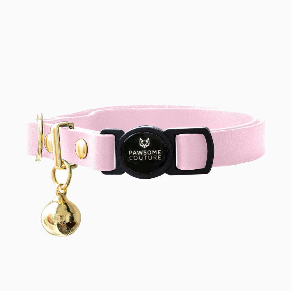 Blush Pink Leather Cat Collar