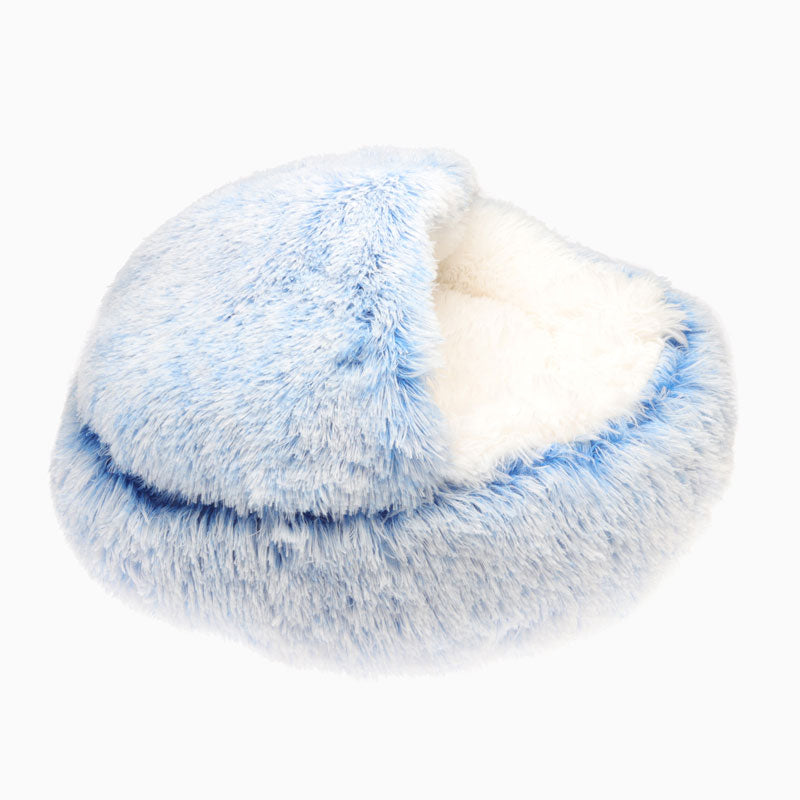 Icy Blue Calming Pet Nest Bed