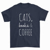 Cats, Books & Coffee T-Shirt - Pawsome Couture