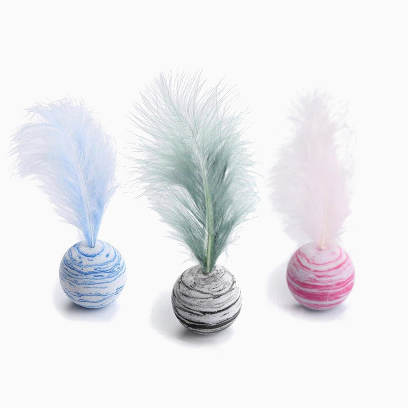 Fancy Feather Ball Cat Toys - Pawsome Couture