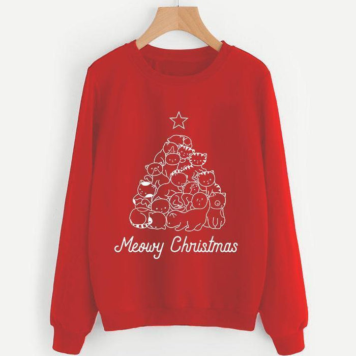 Meowy Xmas Tree Sweatshirt - Pawsome Couture