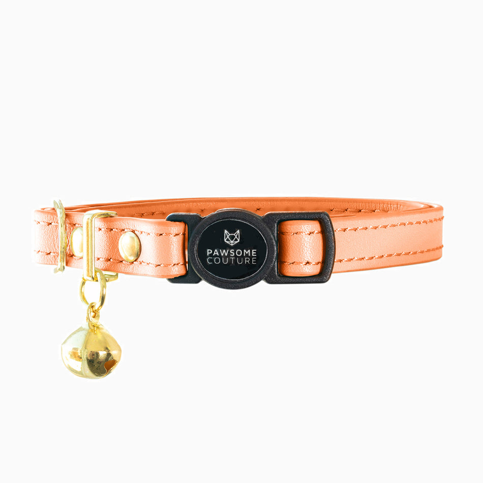 Orange Luxury Leather Cat Collar Image 1
