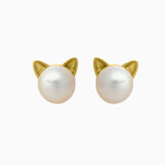 Gold Pearl Cat Earrings-Earrings-Pawsome Couture®