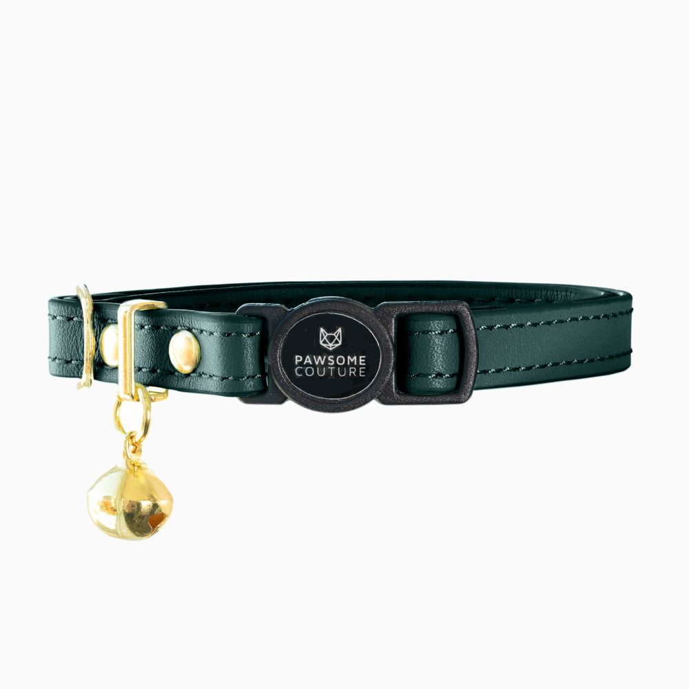 Pine Green Luxury Leather Cat Collar