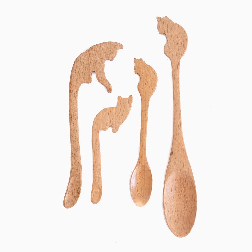 Playful Wooden Cat Spoons - Pawsome Couture