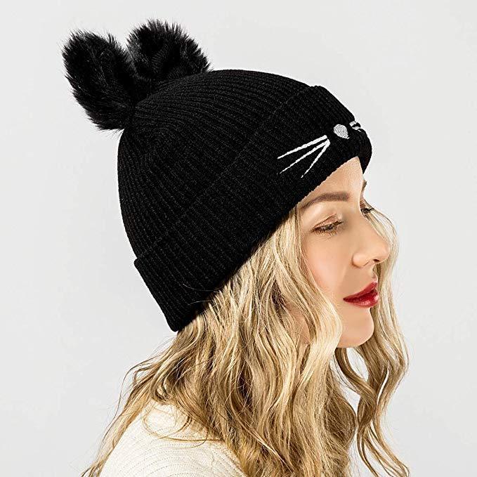 Pom Pom Cat Ear Beanie - Pawsome Couture