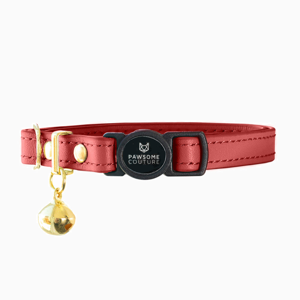 Royal Red Luxury Leather Cat Collar Image 1