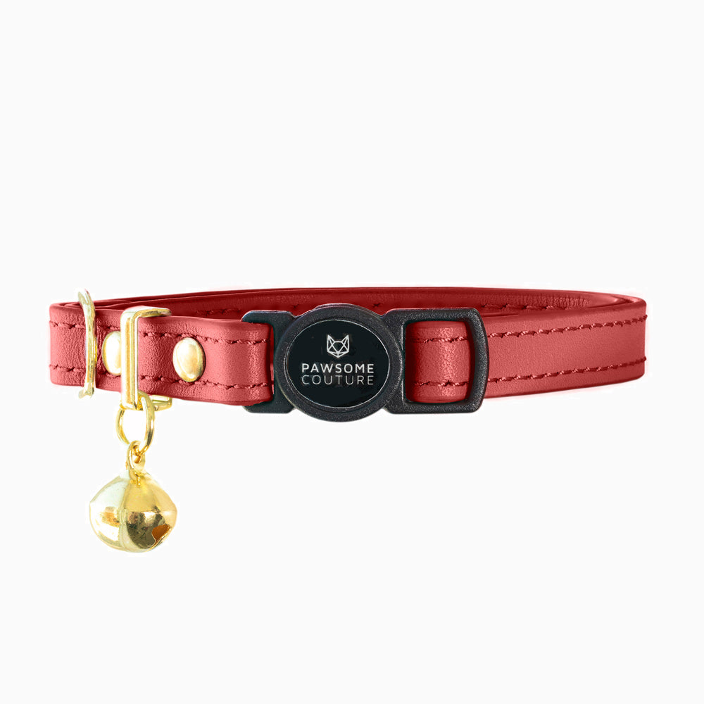 Royal Red Luxury Leather Cat Collar