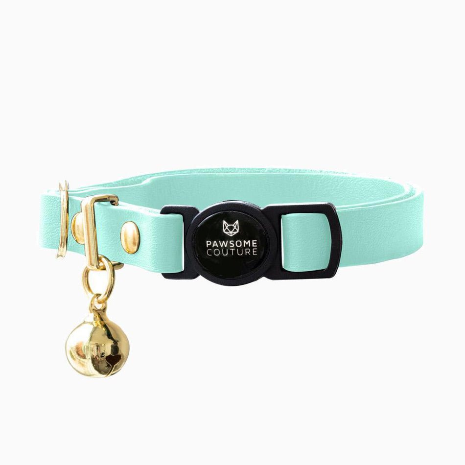 Turquoise Leather Cat Collar - Pawsome Couture®