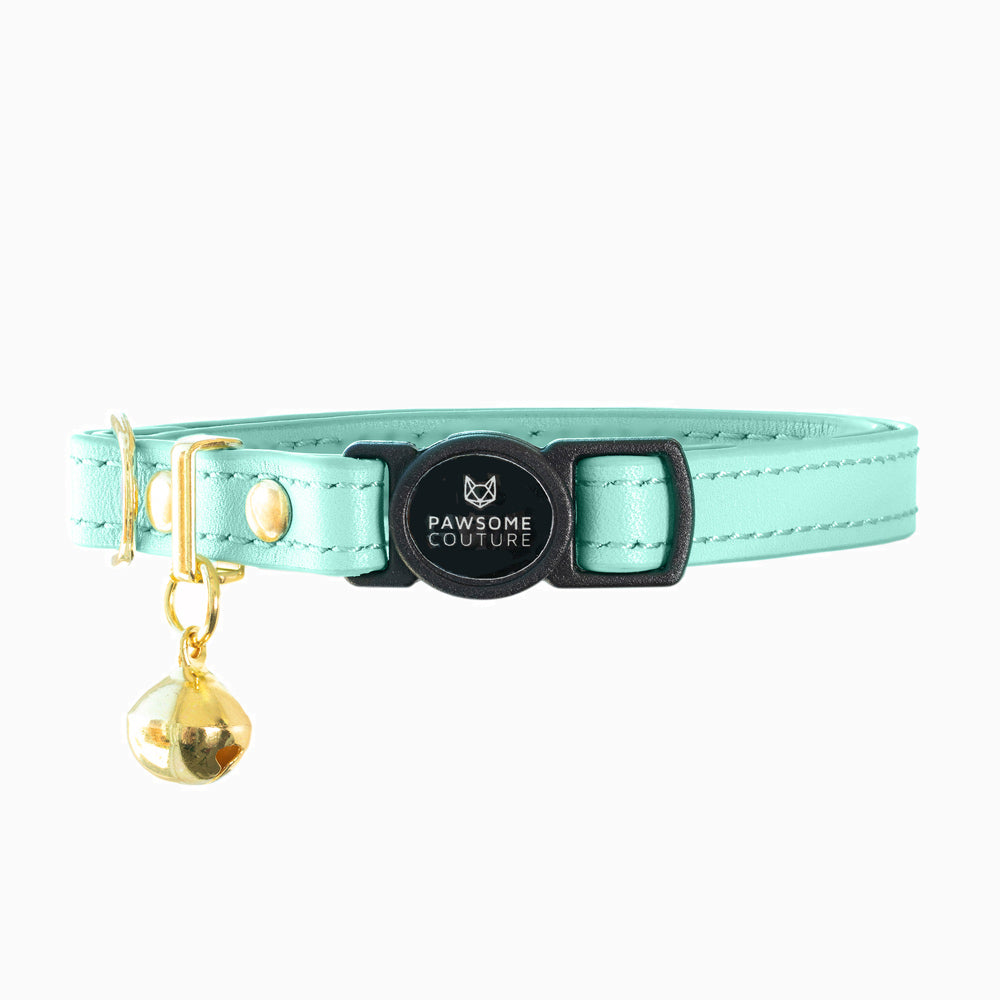 Turquoise Luxury Leather Cat Collar by Pawome Couture Image 5